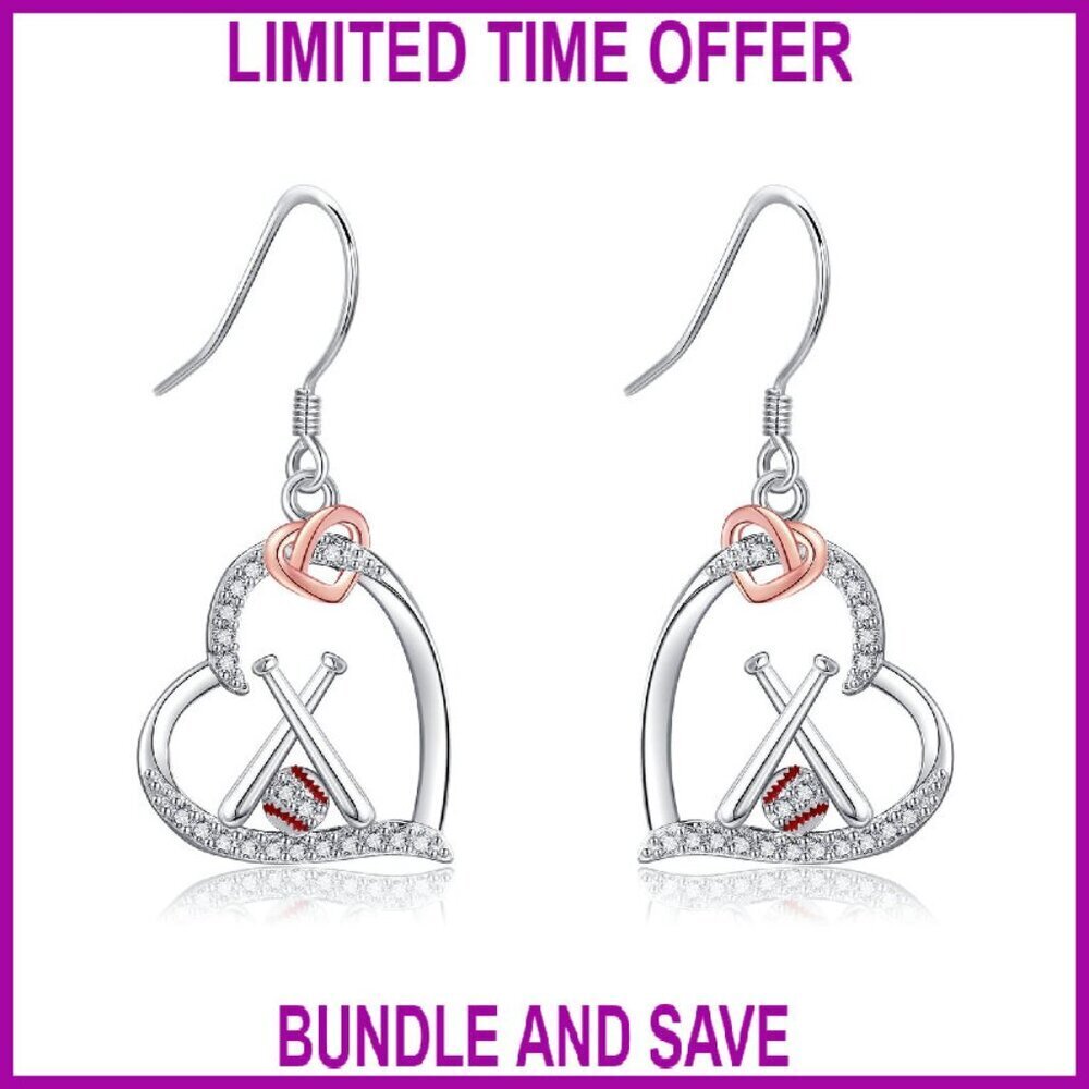 Sterling Silver Sport Earrings Heart Drop Dangle Jewelry Gift